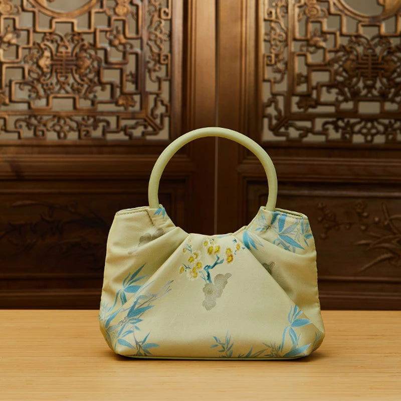 Jacquard Mulberry Silk Fresh Crossbody Handbag - SinoCultural -- P270617-1 -
