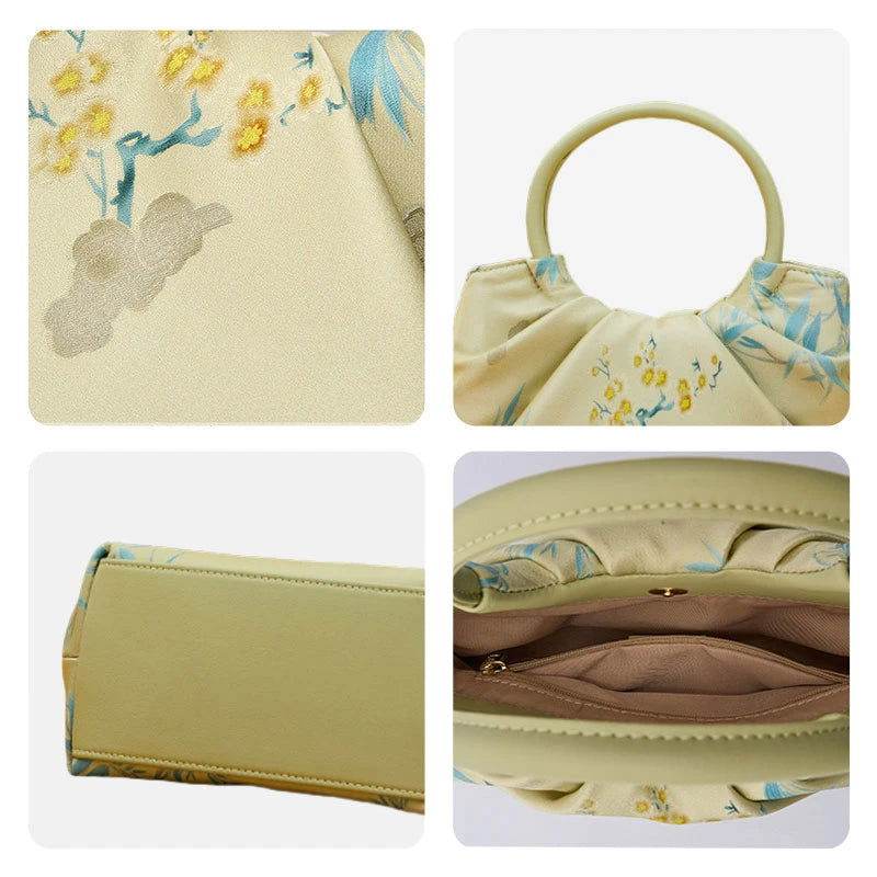Jacquard Mulberry Silk Fresh Crossbody Handbag - SinoCultural -- P270617-1 -