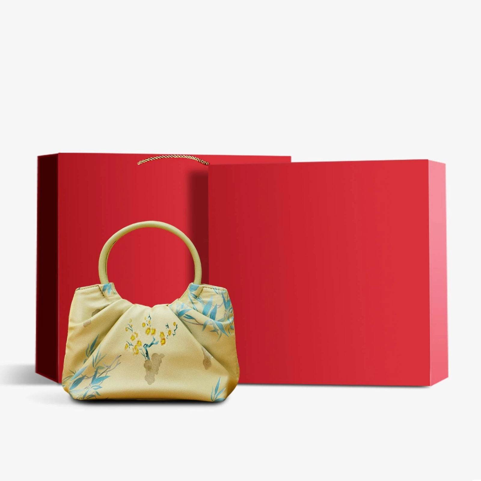 Jacquard Mulberry Silk Fresh Crossbody Handbag - SinoCultural -- P270617-1 -