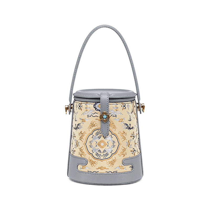 Song Brocade Fragrant Cloud Silk Bucket Bag - SinoCultural -- KM-0216-M2