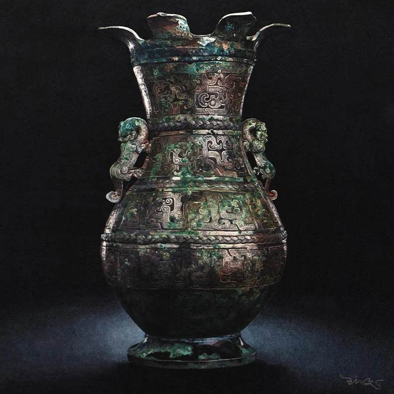 Kui Dragon and Kui Phoenix Patterned Vase - SinoCultural -- W0013