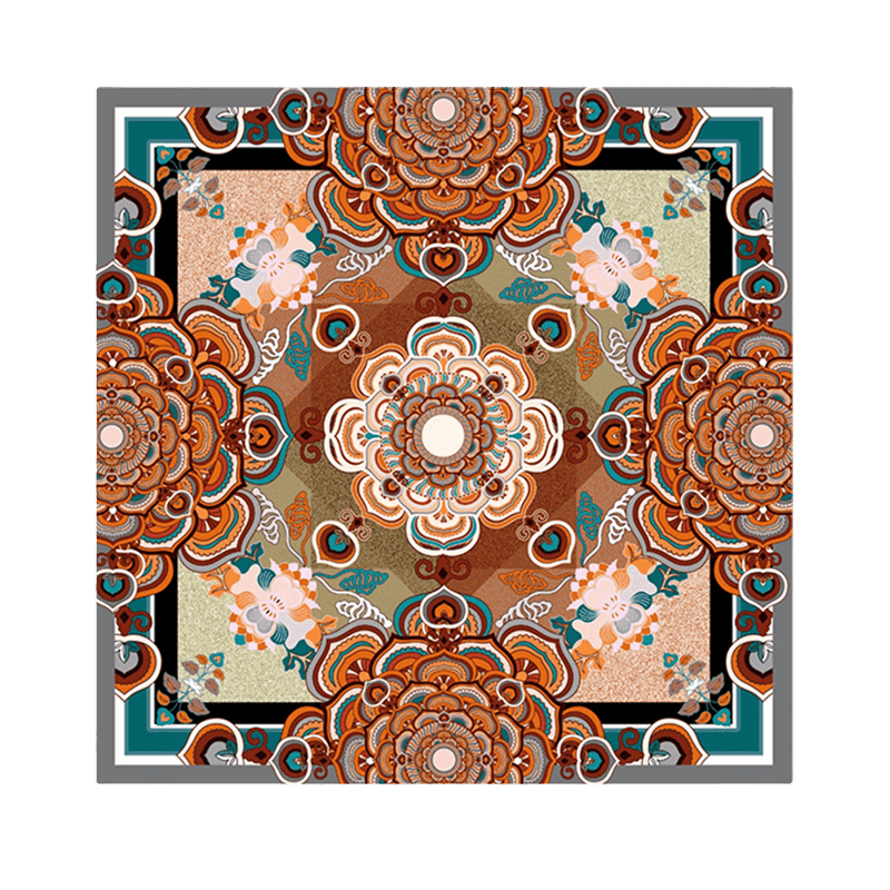 Chinese Style Silk Square Scarf Lotus Design 65 x 65 cm & 88 x 88 cm - SinoCultural -- LS034-1