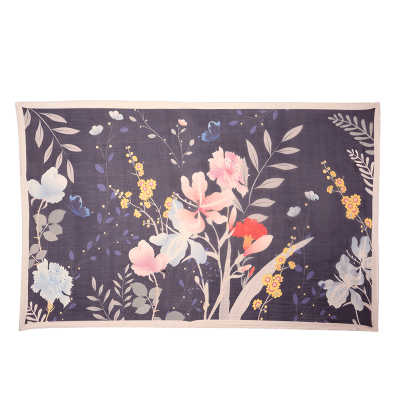 Mulberry Silk Elegant Floral Silk Chiffon Scarf 87 x 87 cm & 175 x 107 cm - SinoCultural -- LS036-1