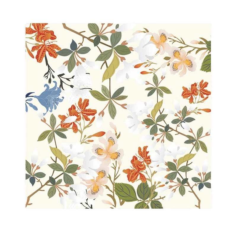 National Museum Floral Silk Square Scarf Four Seasons 53 x 53 cm - SinoCultural -- LS039-1