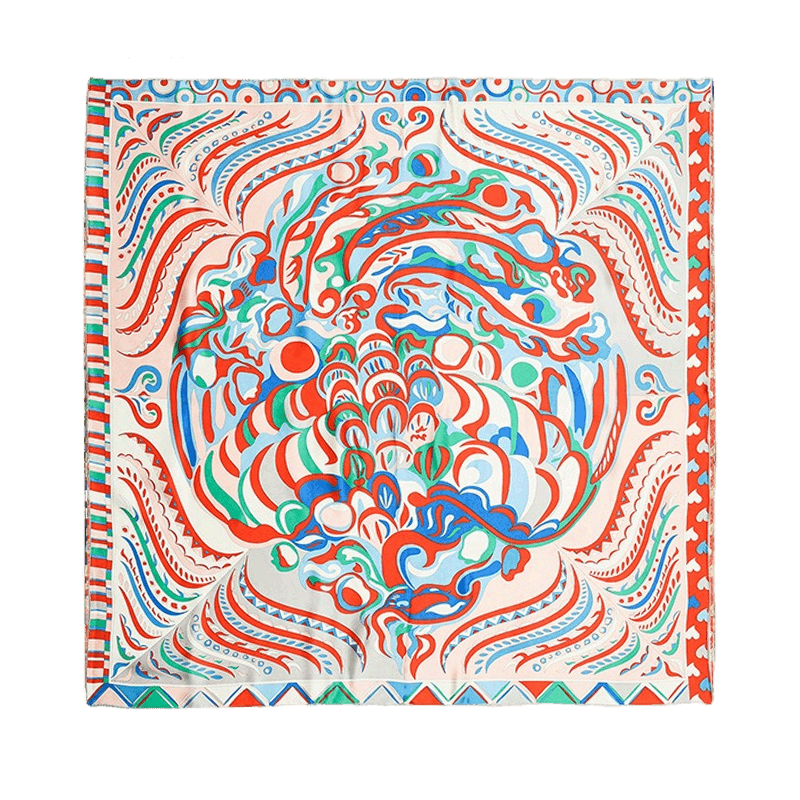 14 Momme Silk Crepe Satin Square Silk Scarf 90x90 cm - SinoCultural -- LS040-1