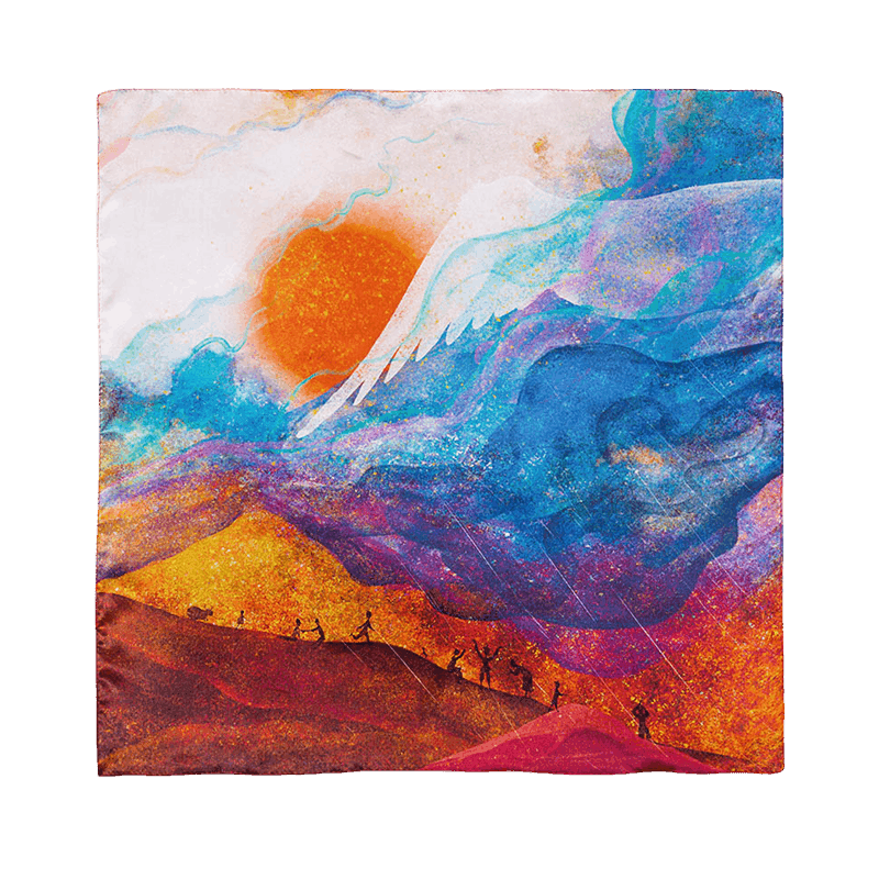 Mulberry Silk Resilience Square Silk Scarf Let Dreams Lead 53x53cm - SinoCultural -- LS044-2