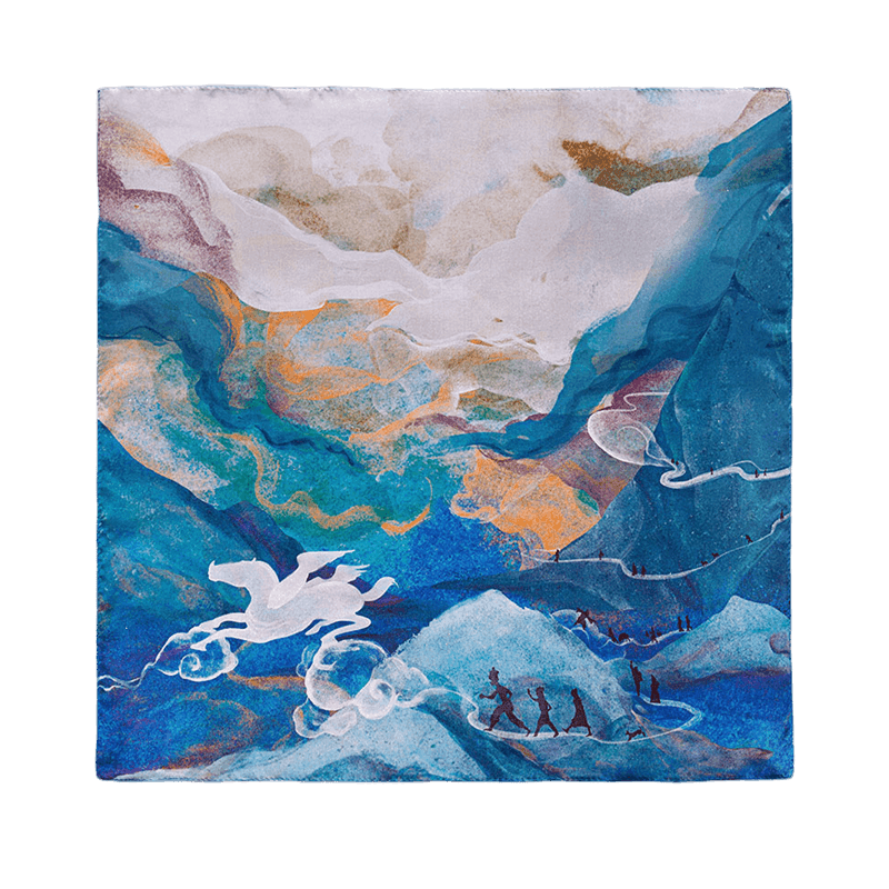 Mulberry Silk Resilience Square Silk Scarf Let Dreams Lead 53x53cm - SinoCultural -- LS044-2