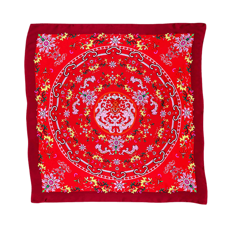 Mulberry Silk Elegant Square Scarf Fate of Fortune 90x90cm - SinoCultural -- LS056-1