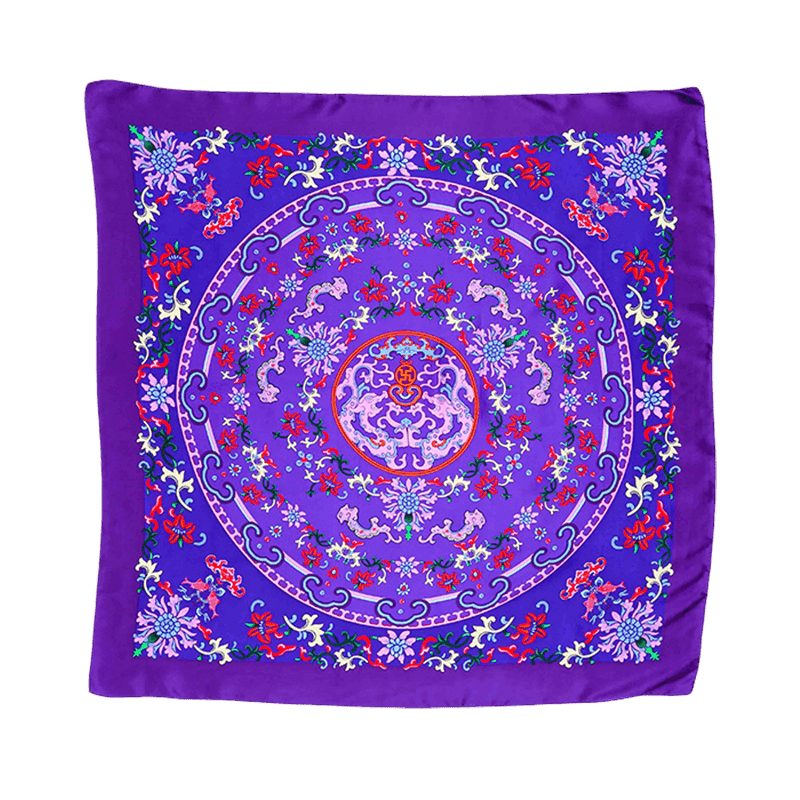 Mulberry Silk Elegant Square Scarf Fate of Fortune 90x90cm - SinoCultural -- LS056-1