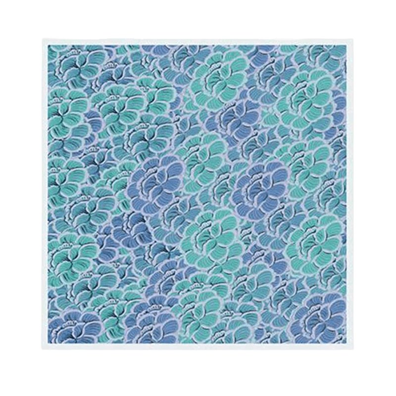 100% Wool Winter Square Scarf Elegant Peony 100x100cm - SinoCultural -- LS059