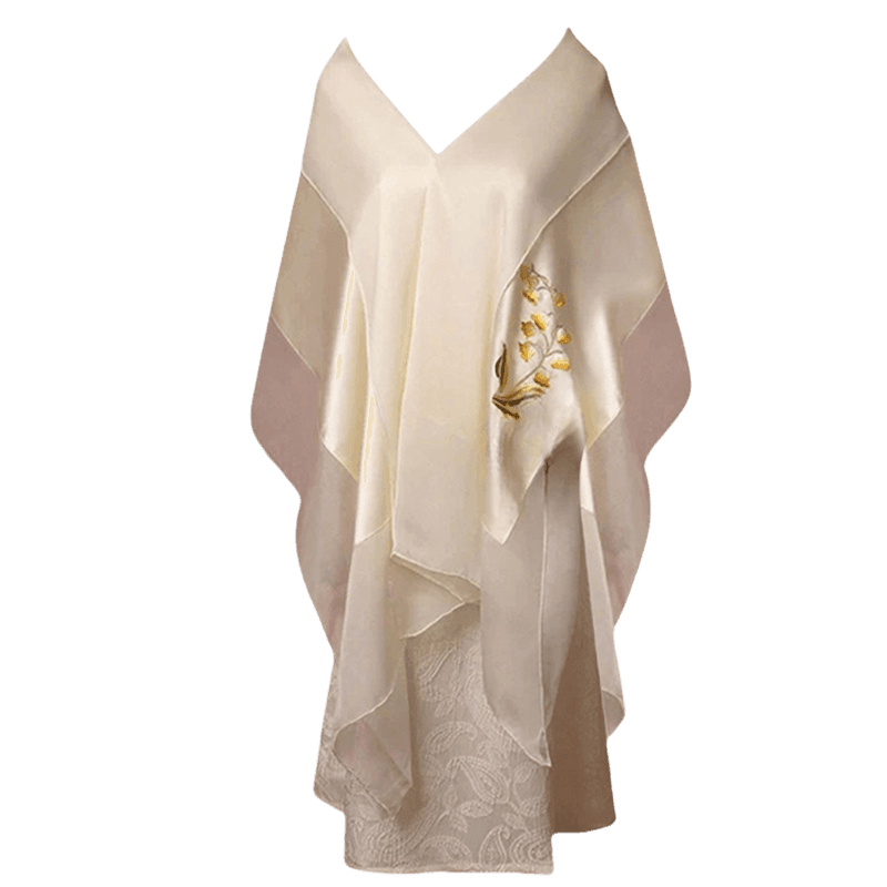 Handcrafted Su Embroidery 16 Momme Silk Scarf Shawl 190x65cm - SinoCultural -- LS062-2 -