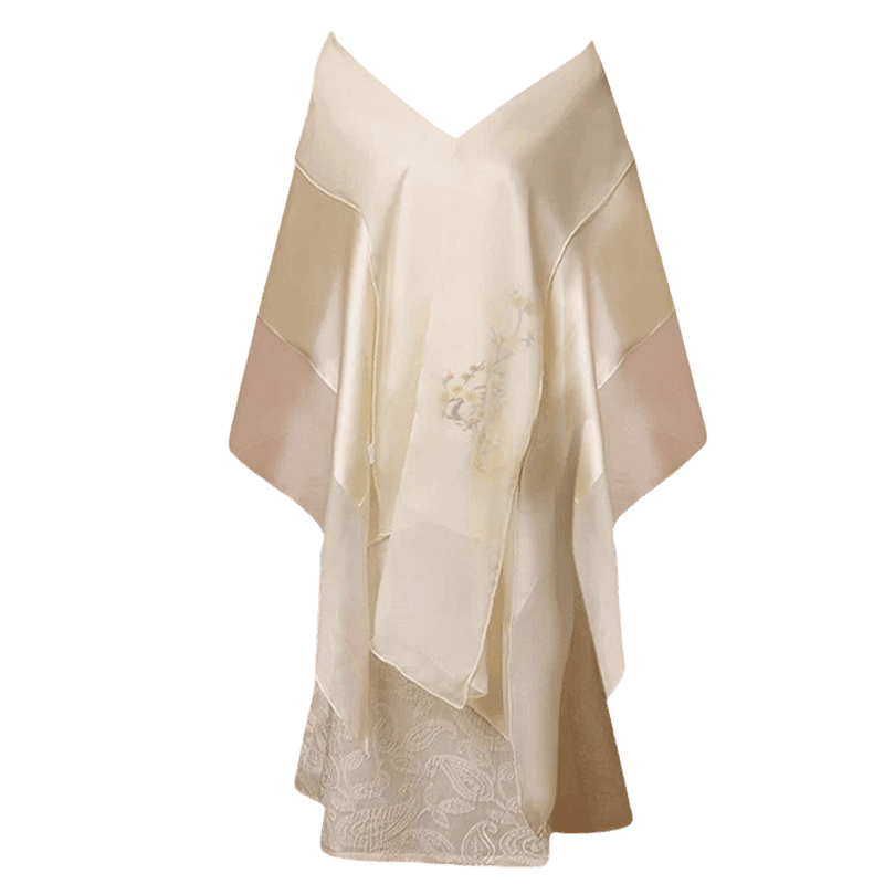 Handcrafted Su Embroidery 16 Momme Silk Scarf Shawl 190x65cm - SinoCultural -- LS062-2 -