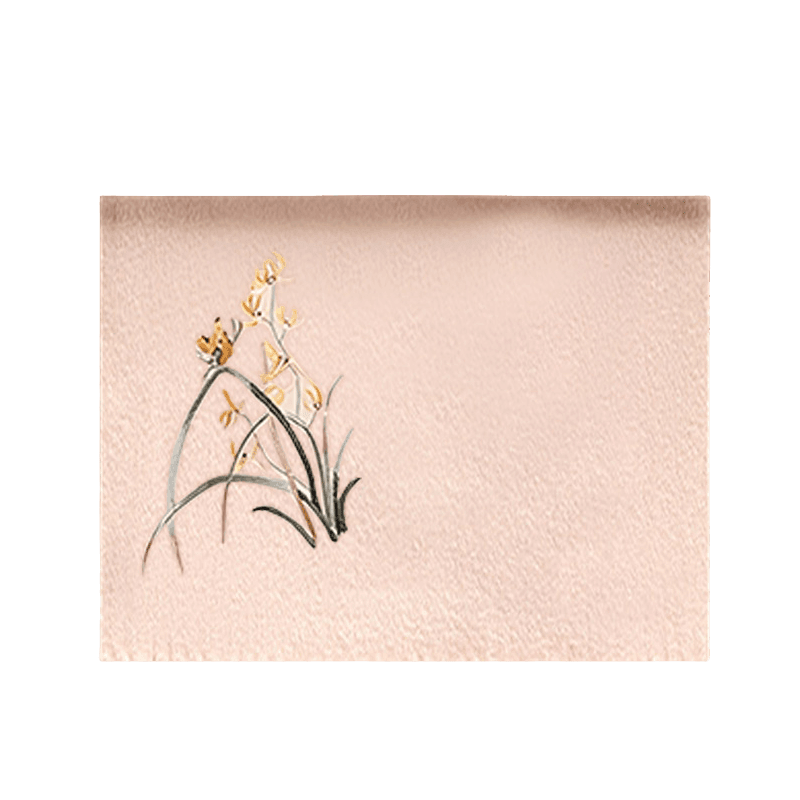 Handcrafted Embroidery Premium 100% Wool Cashmere Scarf Orchid 180x30cm - SinoCultural -- LS064 -