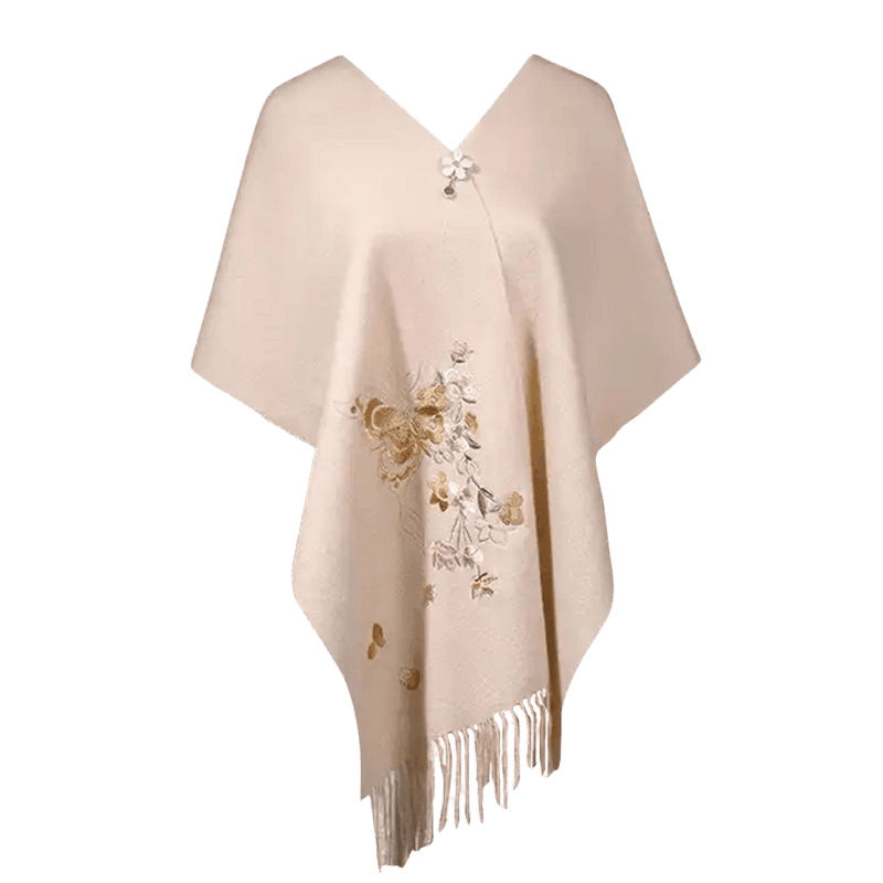 Handcrafted Su Embroidery Luxurious 100% Wool Cashmere Scarf 180x30cm - SinoCultural -- LS068