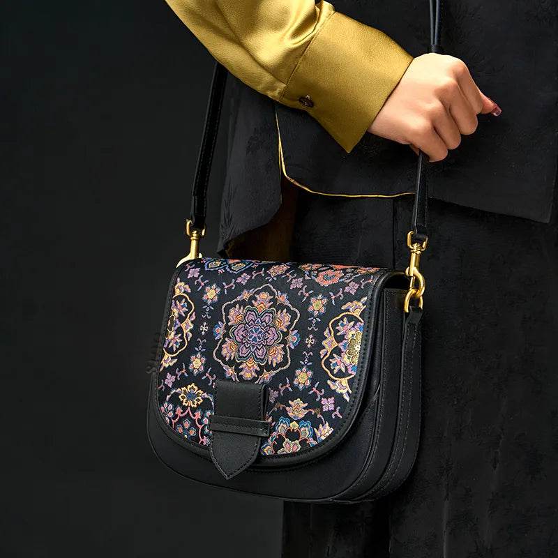 Song Brocade Silk Messenger Bag – Baoxiang Leather Crossbody - SinoCultural -- FJ220678-2 -