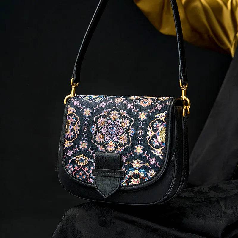 Song Brocade Silk Messenger Bag – Baoxiang Leather Crossbody - SinoCultural -- FJ220678-2 -