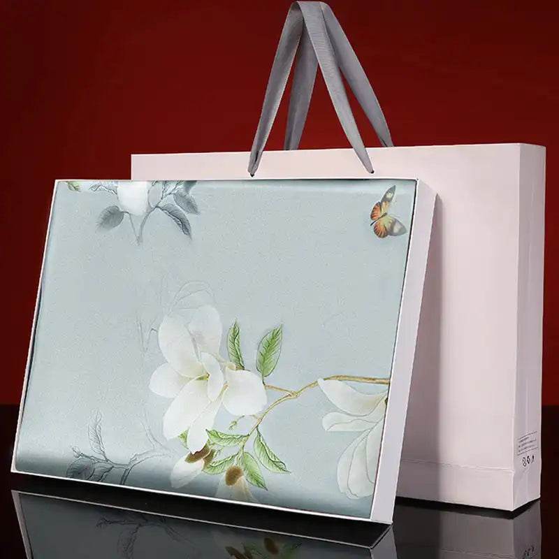 100% Mulberry Silk Luxurious Shawl Scarf with Vibrant Print 170x53cm - SinoCultural -- LS063