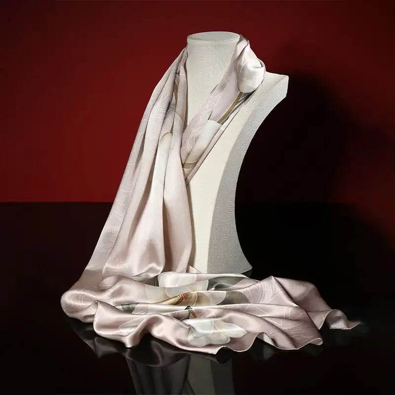 100% Mulberry Silk Shawl Scarf for Women Fall 90x90cm - SinoCultural -- LS069