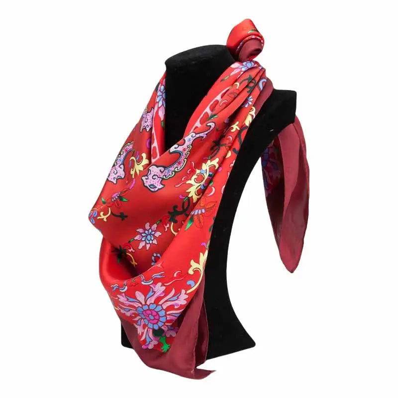 Mulberry Silk Elegant Square Scarf Fate of Fortune 90x90cm - SinoCultural -- LS056-1