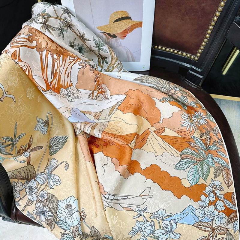 Mulberry Silk 14 Momme Square Scarf Mint Forest 108x108 cm - SinoCultural -- CXFJ003