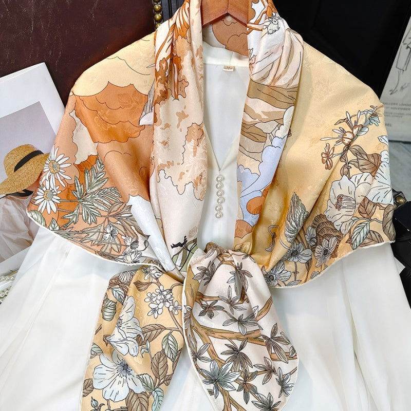 Mulberry Silk 14 Momme Square Scarf Mint Forest 108x108 cm - SinoCultural -- CXFJ003