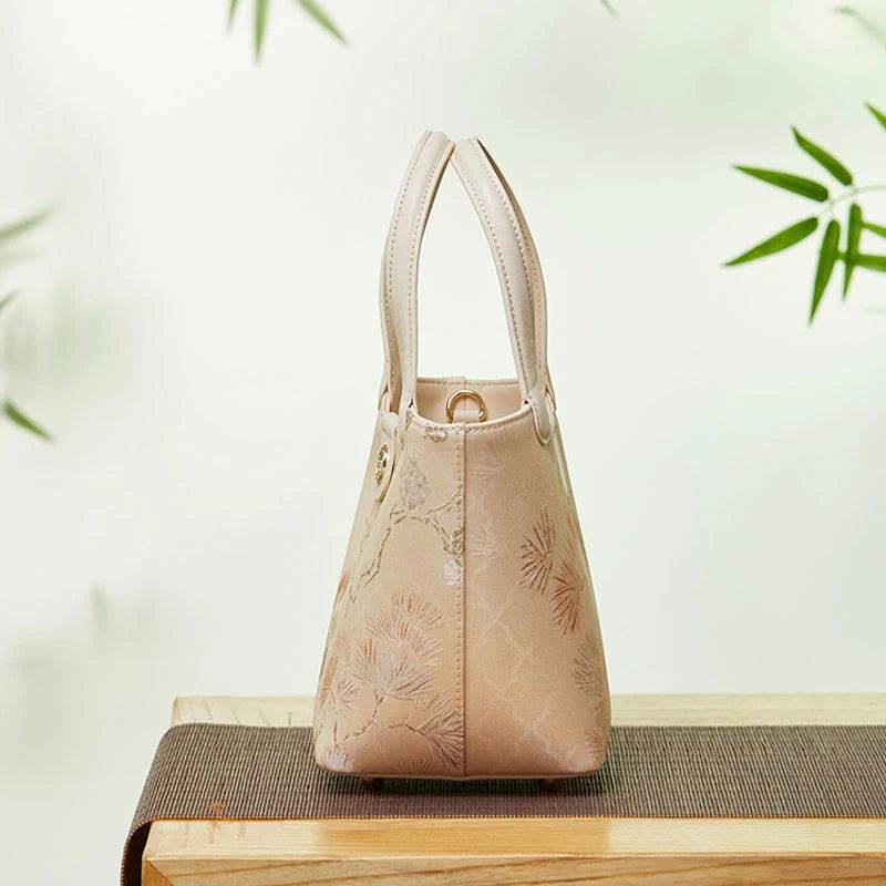 Mulberry Silk Leather Exquisite Jacquard Basket Bag - SinoCultural -- P17061705