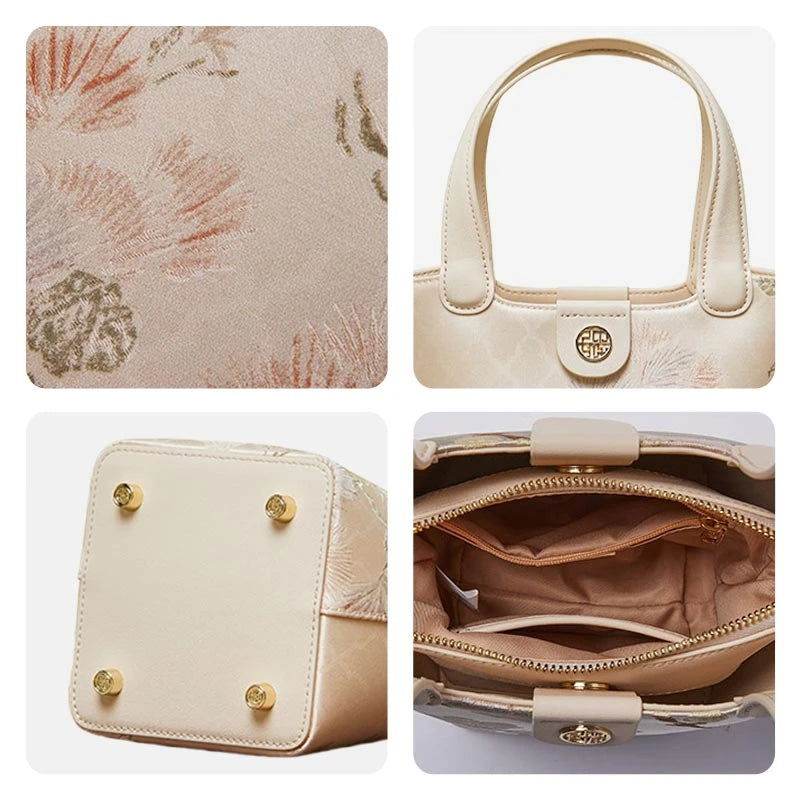 Mulberry Silk Leather Exquisite Jacquard Basket Bag - SinoCultural -- P17061705