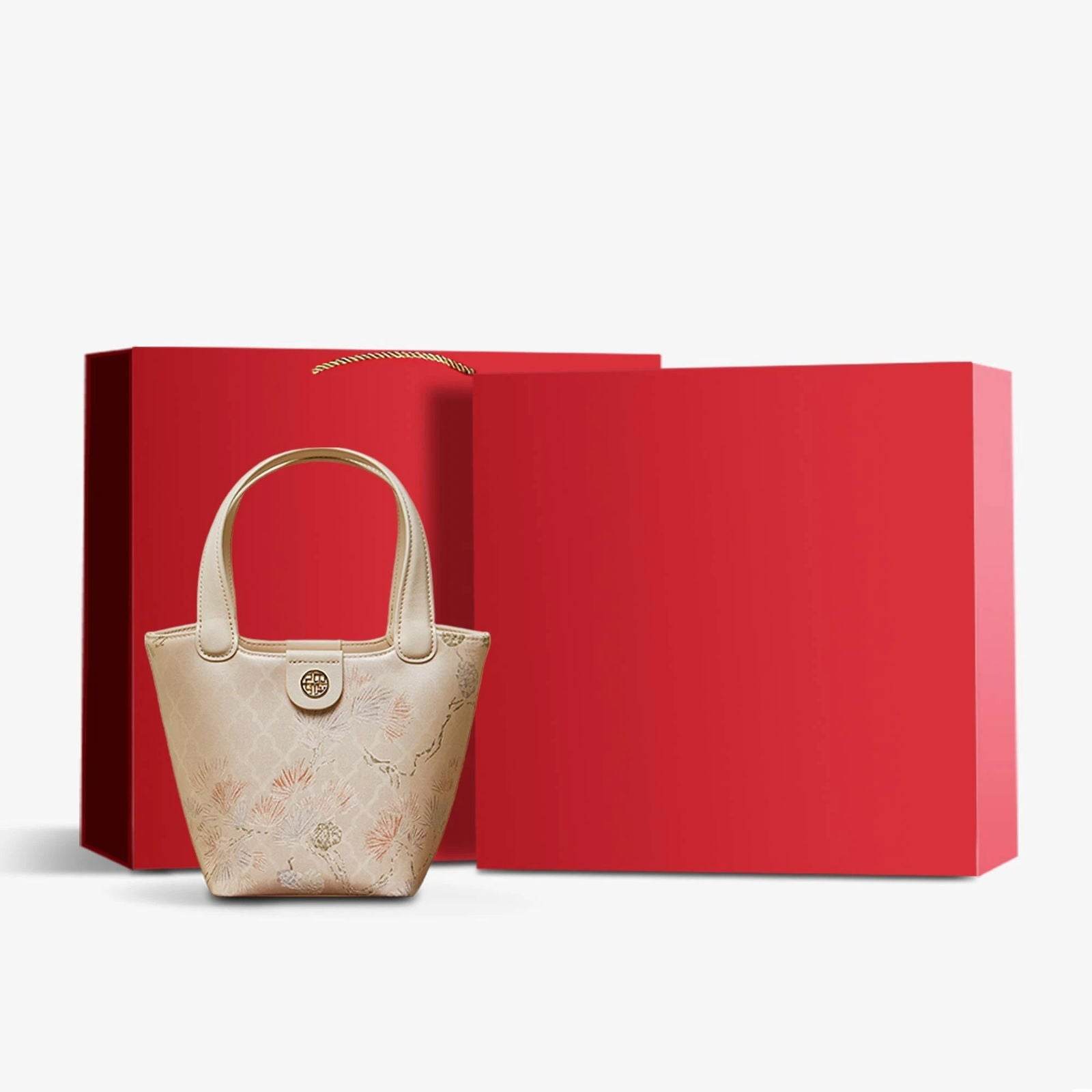 Mulberry Silk Leather Exquisite Jacquard Basket Bag - SinoCultural -- P17061705