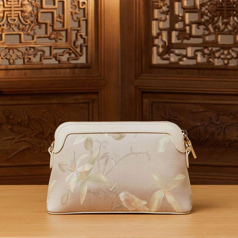 Mulberry Silk Leather Exquisite Jacquard Clutch Bag - SinoCultural -- P170029