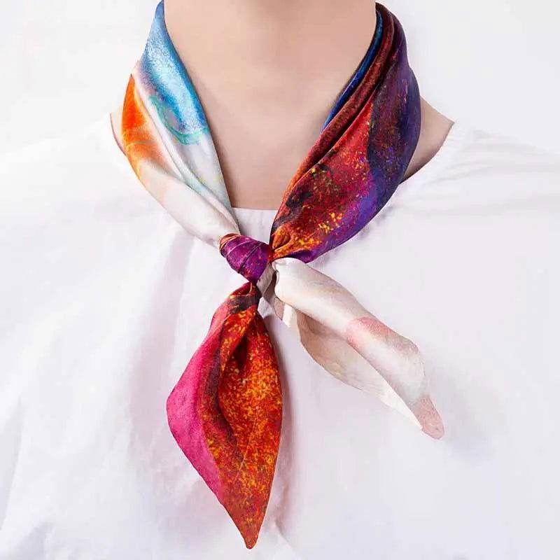 Mulberry Silk Resilience Square Silk Scarf Let Dreams Lead 53x53cm - SinoCultural -- LS044-2