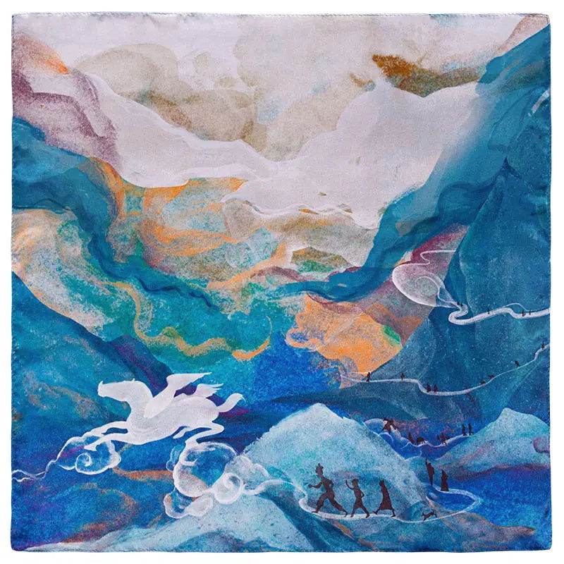 Mulberry Silk Resilience Square Silk Scarf Let Dreams Lead 53x53cm - SinoCultural -- LS044-2