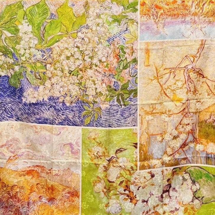 Mulberry Silk 14 Momme Square Scarf Spring Canvas 108x108 cm - SinoCultural -- CXFJ013
