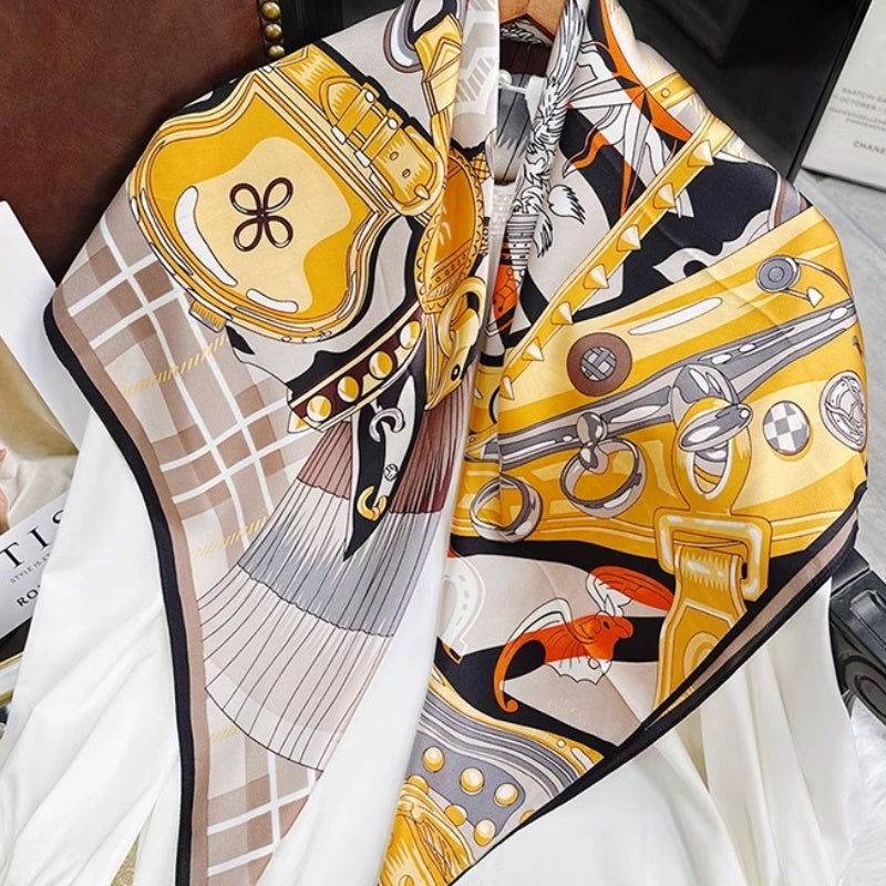 Mulberry Silk 14 Momme Silk Square Scarf 88x88 cm - SinoCultural -- CXFJ010 -