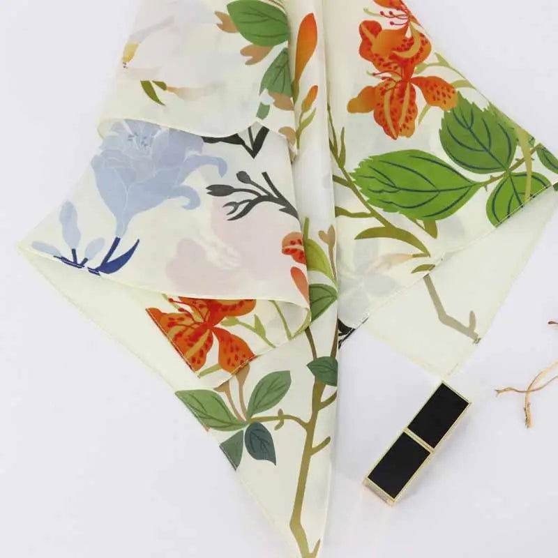 National Museum Floral Silk Square Scarf Four Seasons 53 x 53 cm - SinoCultural -- LS039-1