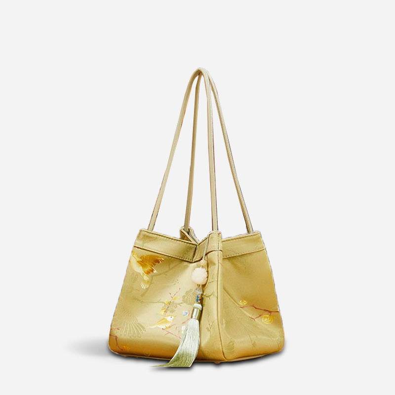 New Chinese Style Mulberry Silk Bucket Bag - SinoCultural -- P17062005-1