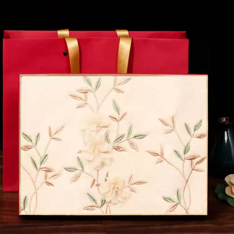 Embroidery 100% Pure Cashmere Scarf Rose 200x60 cm - SinoCultural -- HYFSJ038A01