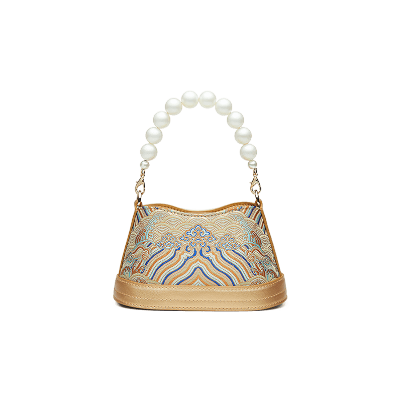 Shu Embroiderey Pearl Beaded Bucket Bag - SinoCultural -- P120550