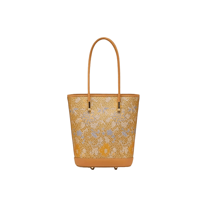 Song Brocade Mulberry Silk Tote Bucket Bag - SinoCultural -- P120636