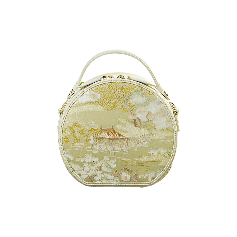 Chinese Painting Mulberry Silk Round Bag Luxury Handbag - SinoCultural -- P12065505
