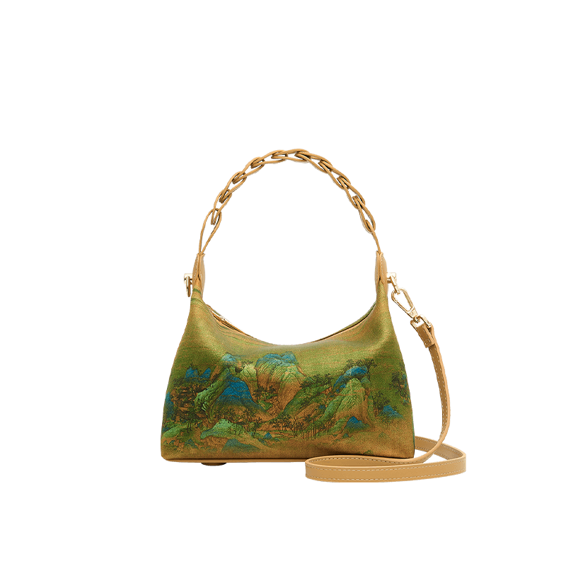 Chinese Painting Xiangyunsha Silk Shoulder Bag Designer Handbag - SinoCultural -- P170083 -