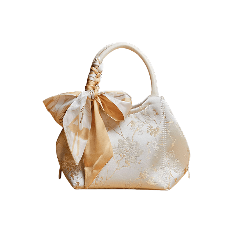 Brocade Silk Cute Bucket Bag Fenghuang Pattern Handbag - SinoCultural -- P17020204-5 -