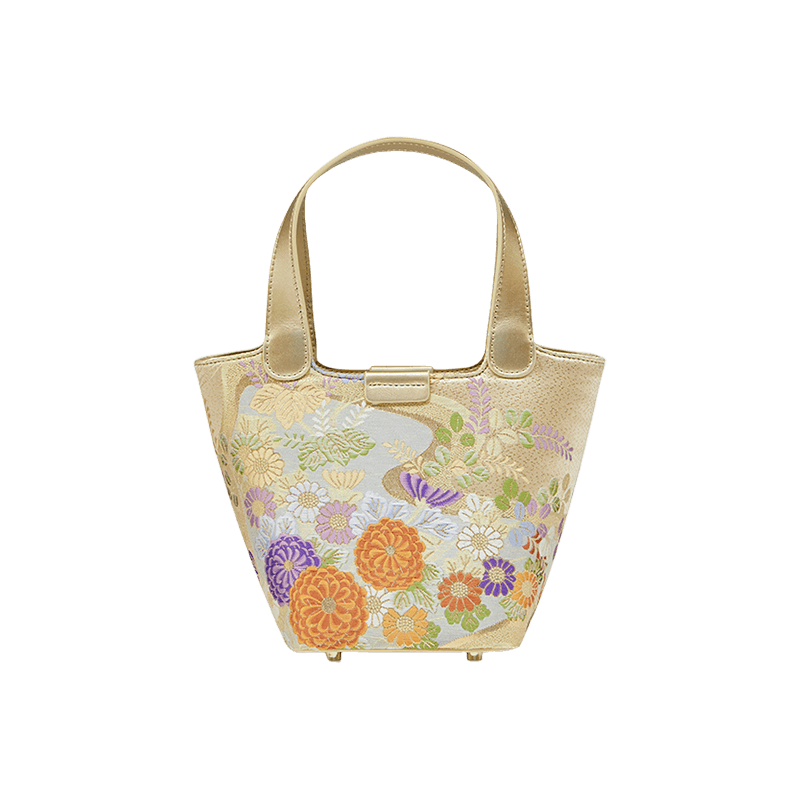 Embroidery Exquisite Floral Luxe Gold Basket Bag - SinoCultural -- P170605 -