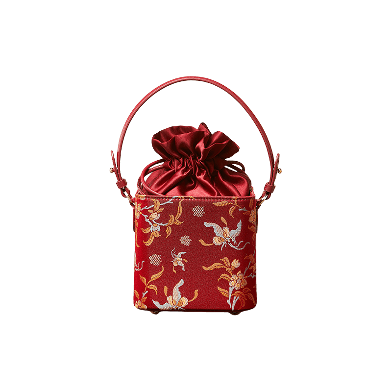 Song Brocade New Chinese Style Cube Bucket Bag - SinoCultural -- P17061302-1