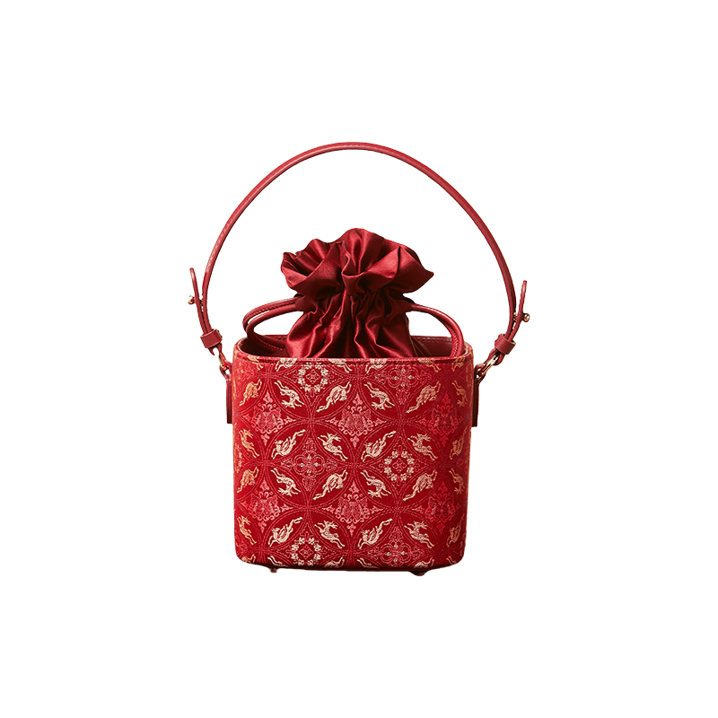 Song Brocade New Chinese Style Cube Bucket Bag - SinoCultural -- P17061302-2