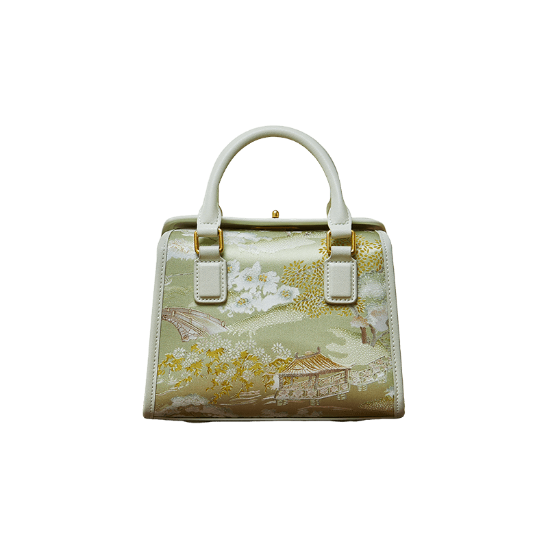 Chinese Painting Mulberry Silk Boston Bag Luxury Handbag - SinoCultural -- P17061505