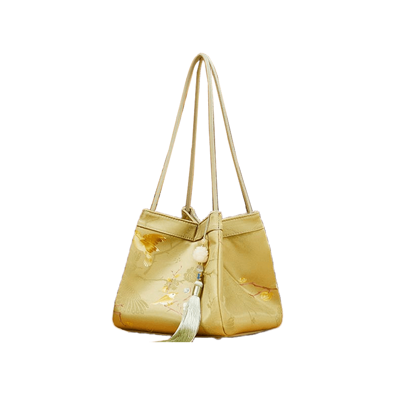 New Chinese Style Mulberry Silk Bucket Bag - SinoCultural -- P17062005-1