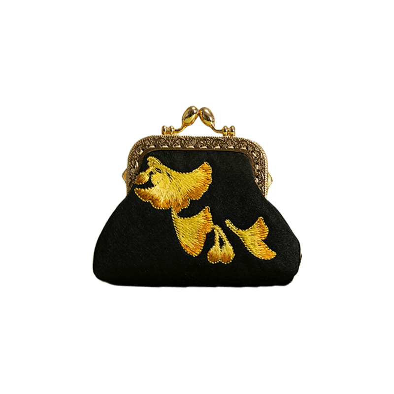 Embroidery Vintage Mini Coin Kiss Lock Purse Wallet - SinoCultural -- PWCD189-2