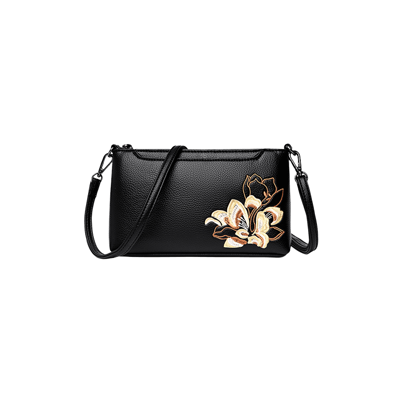 Embroidery Leather Shoulder Clutch Wallet Orchid - SinoCultural -- PWCD191-3