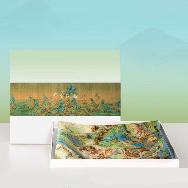 Mulberry Silk Chinese Painting Design Long Scarf 176x52cm - SinoCultural -- SS012BG