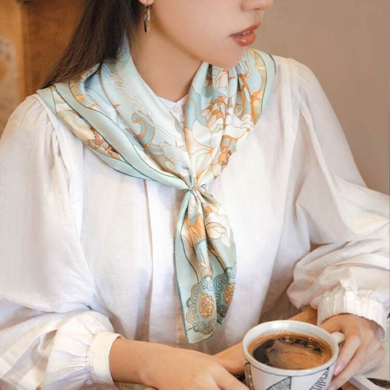 Mulberry Silk 14 Momme Square Scarf Luxury Accessory 63.5x63.5 cm - SinoCultural -- SS007R -
